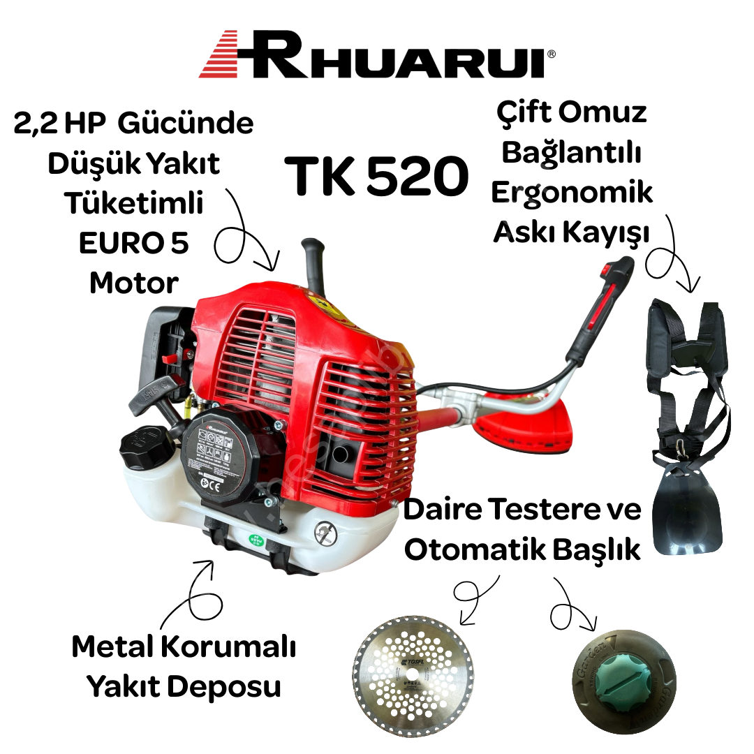 Rhuaruı TK 520 2,2 HP Motorlu Tırpan Yan Model