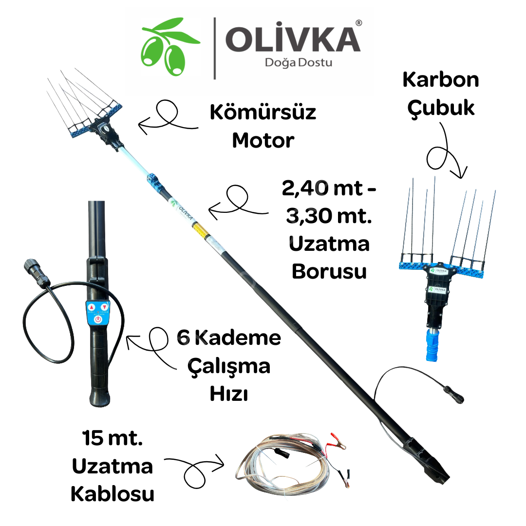 Olivka OLV-3600 Devir Ayarlı Teleskopik Zeytin Hasat Makinesi